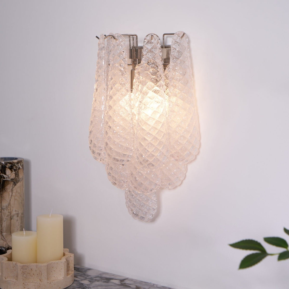 Liorelaria Wall Lamp Pink Teardrop Glass Floral Artistic
