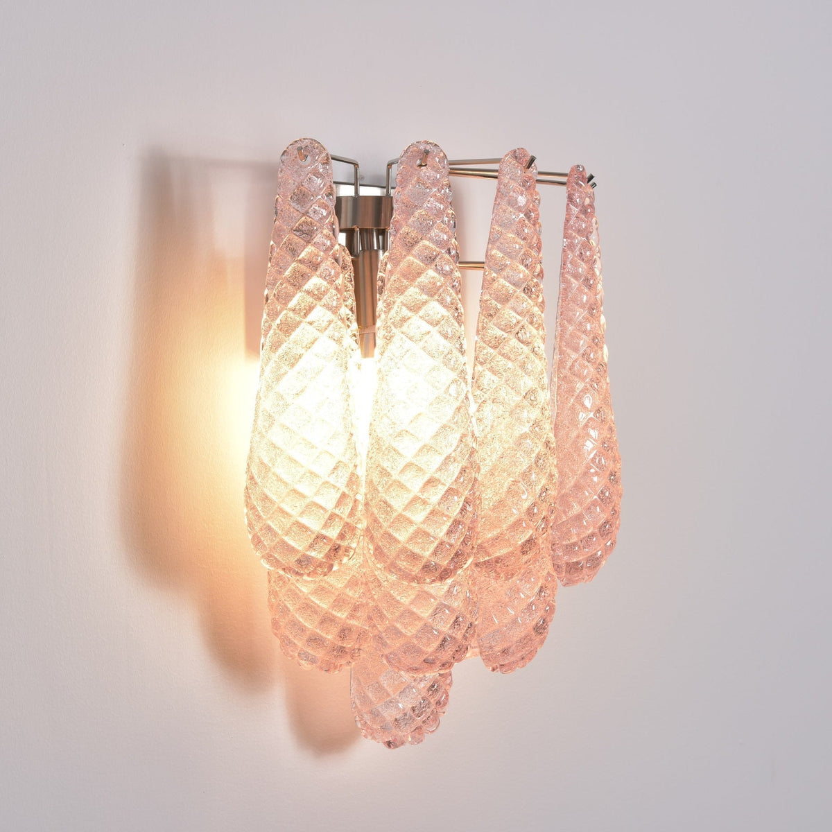 Liorelaria Wall Lamp Pink Teardrop Glass Floral Artistic