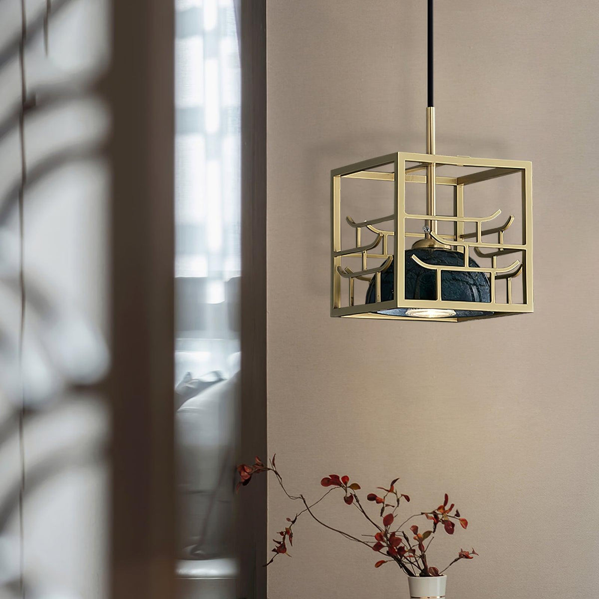Cubo Modern Brass Pendant Lamp