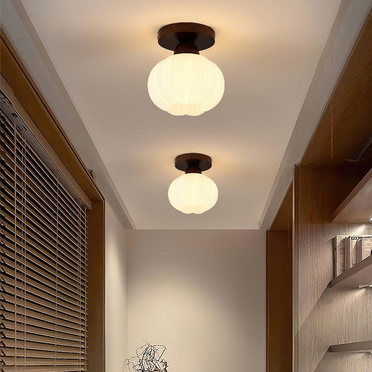 Dura Large Flower Bag Wood Ceiling Lamp