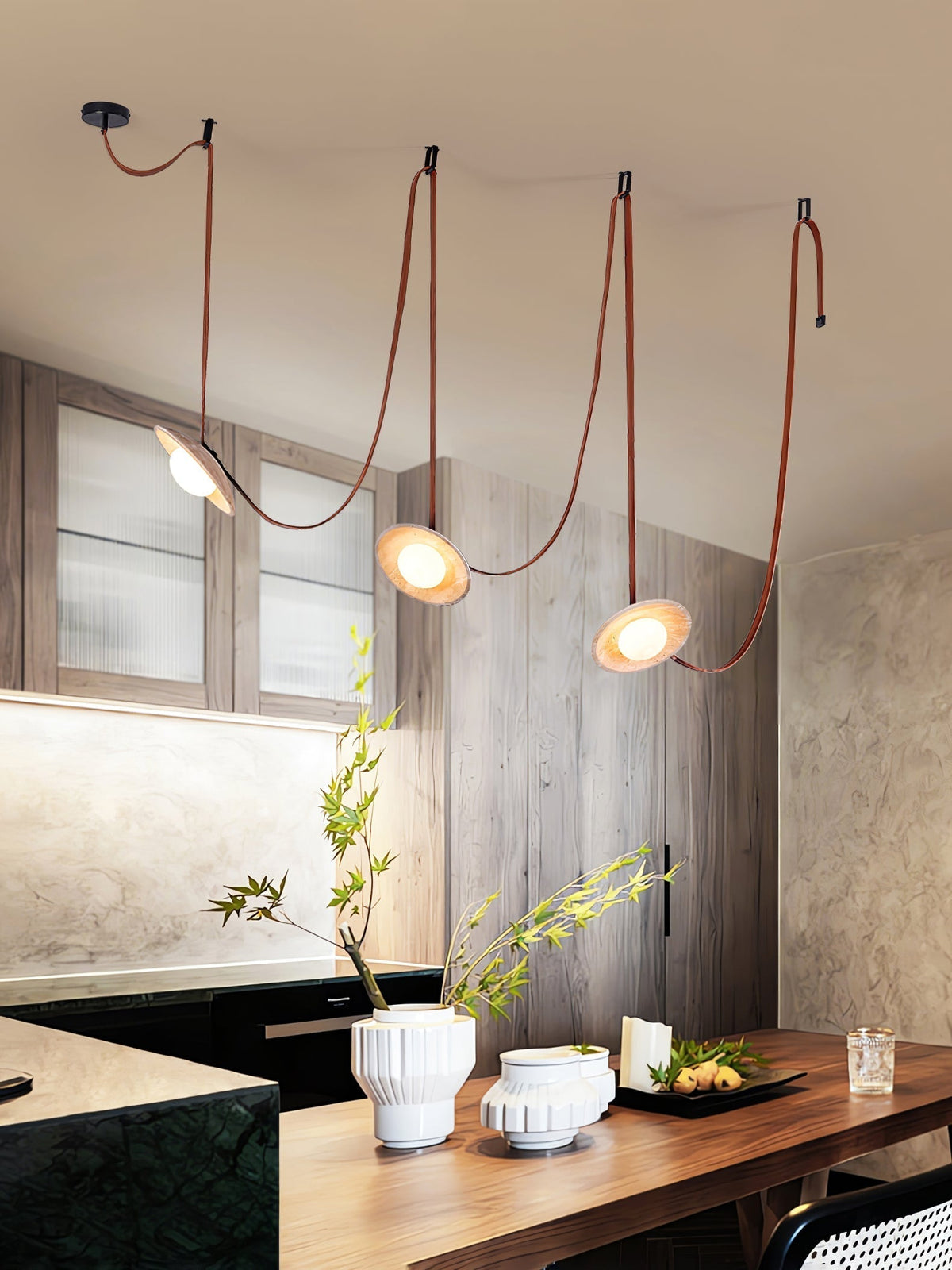 Ulsoryra Organic Travertine Pendant Light Cluster