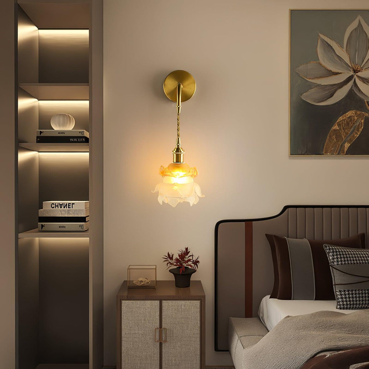 Amarira Premium Elegance Brass Glass Wall Lamp