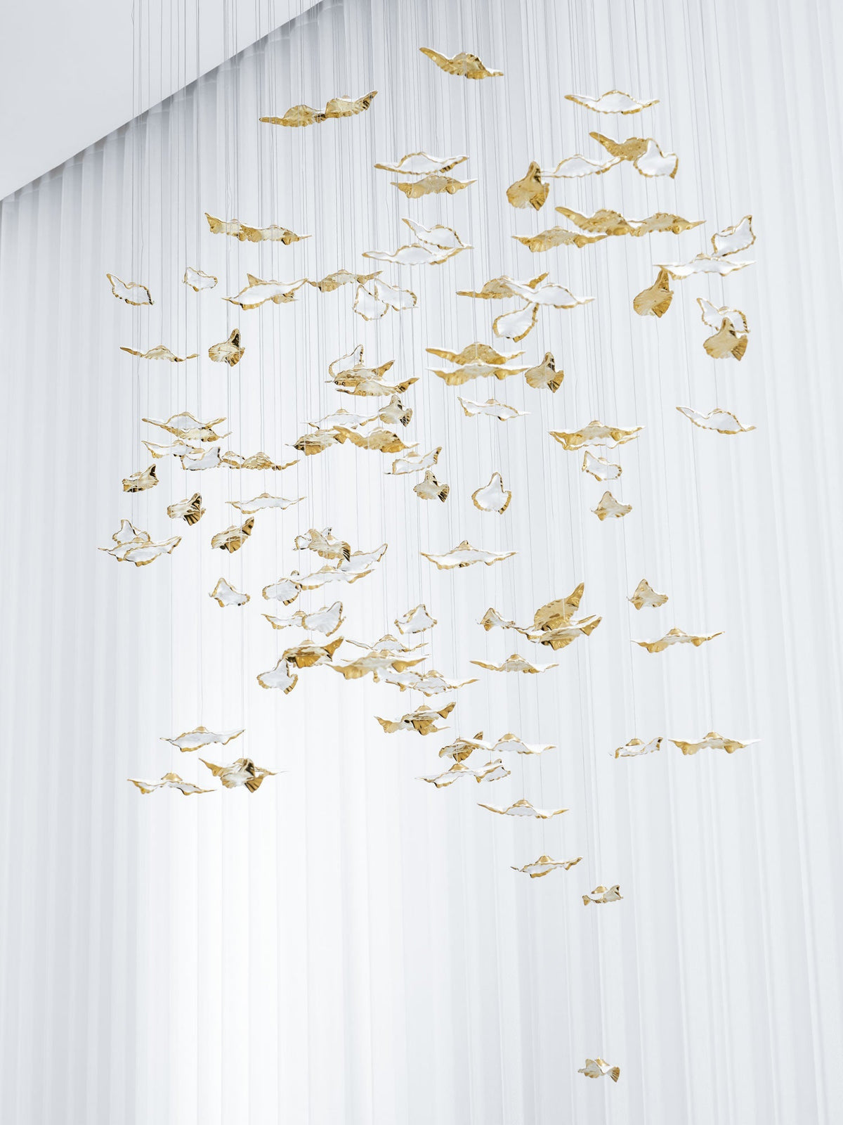 Fiva Leaf Twisted Sculptural Chandelier
