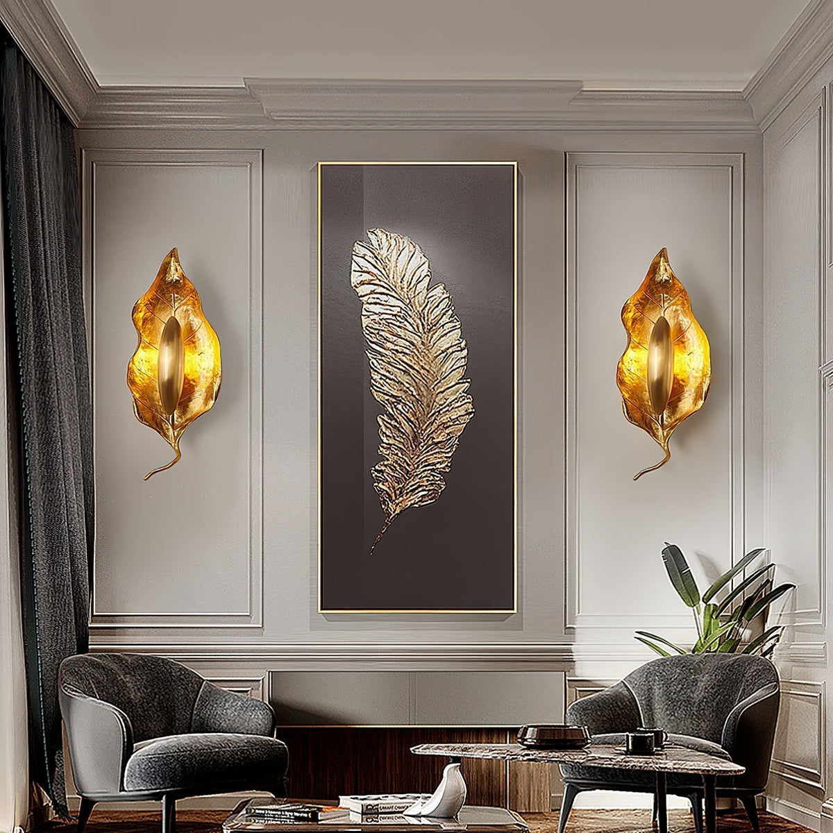 Corsel Nordic Art Leaf Brass Wall Lamp