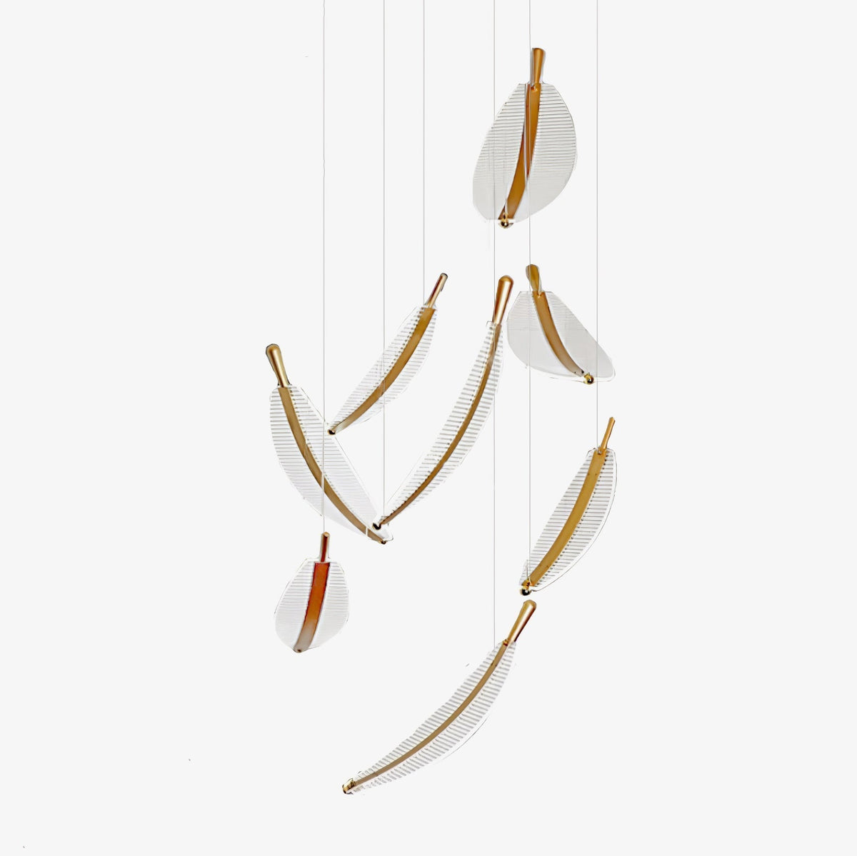 Kuo Chandelier Leaf Acrylic Gold Elegant Modern
