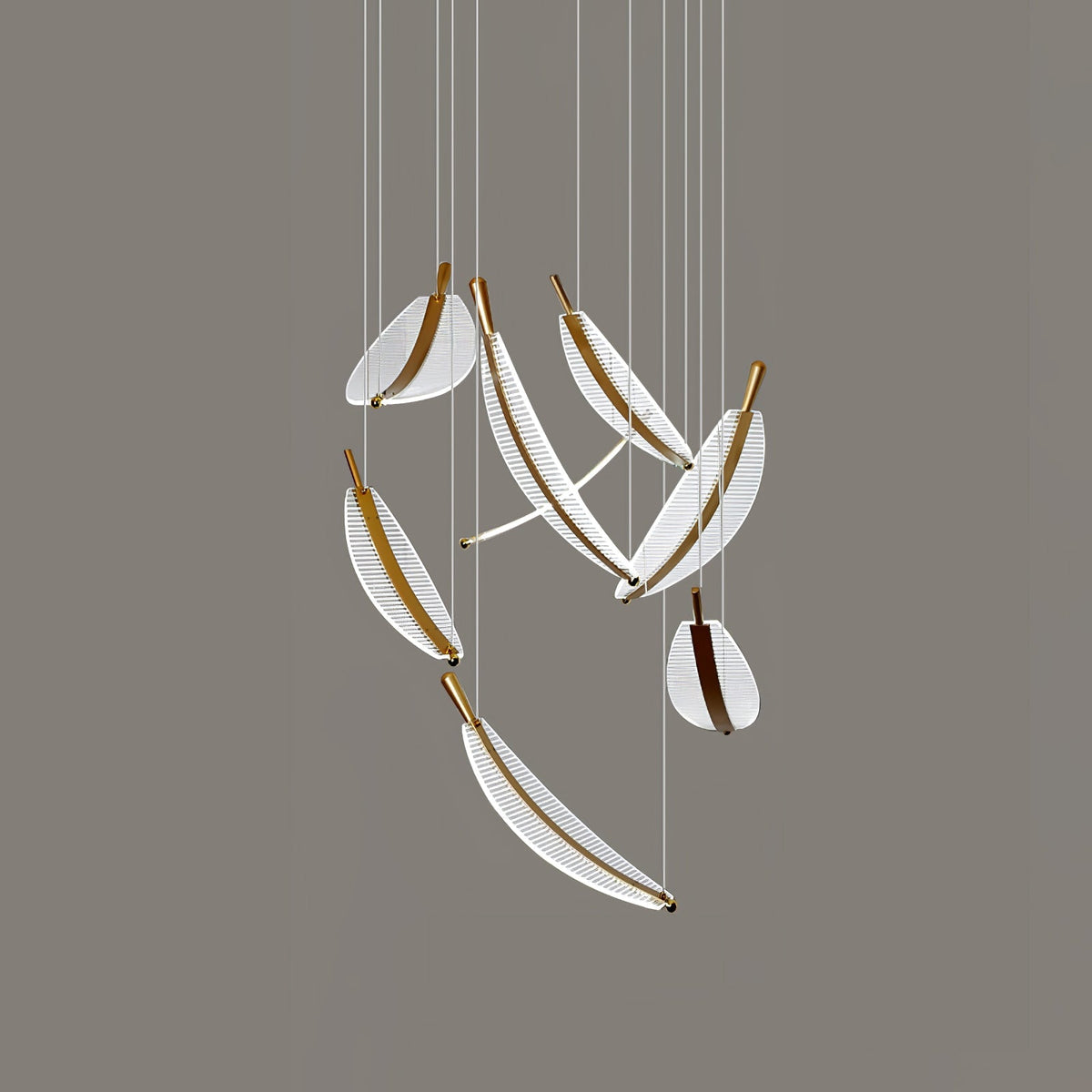 Kuo Chandelier Leaf Acrylic Gold Elegant Modern