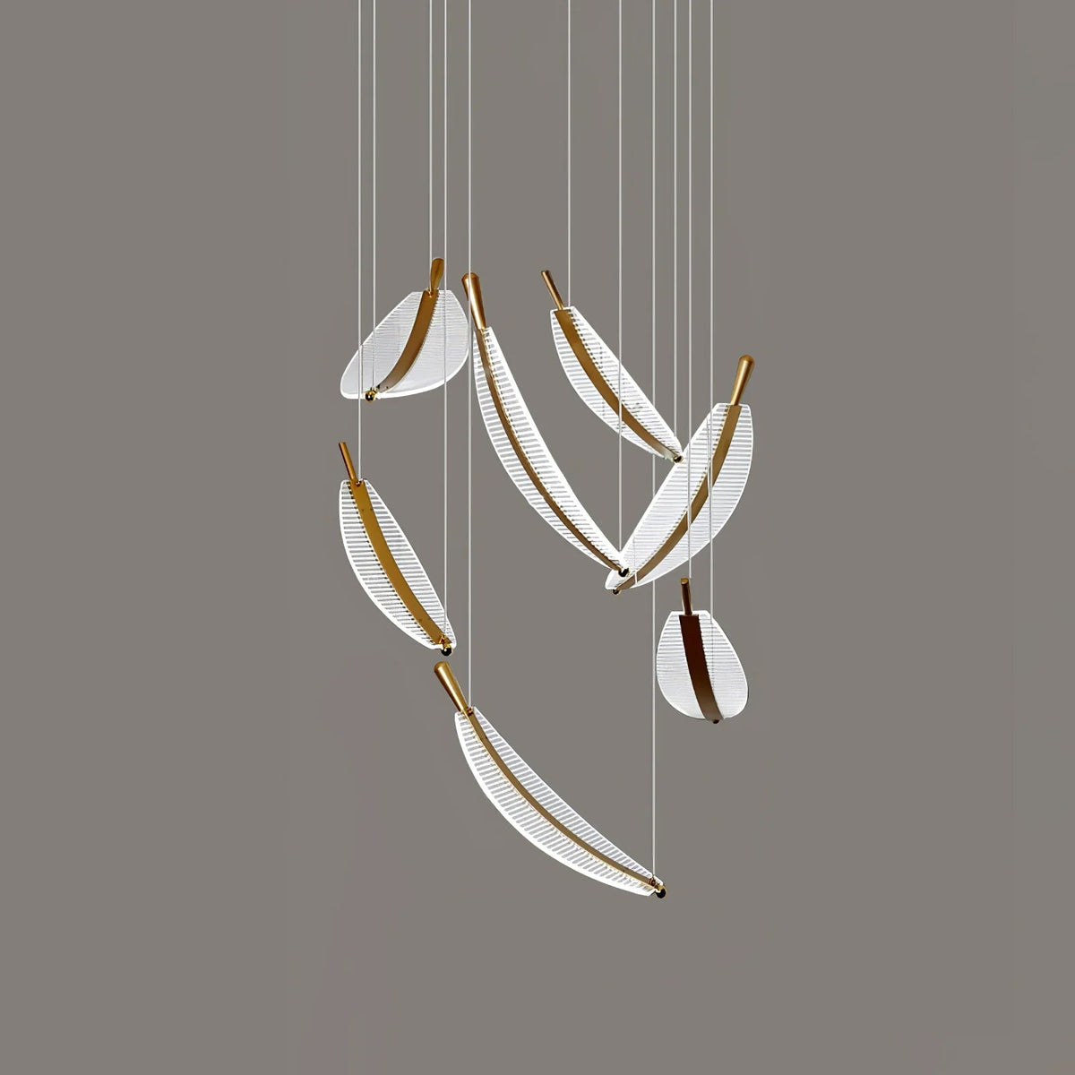 Kuo Chandelier Leaf Acrylic Gold Elegant Modern