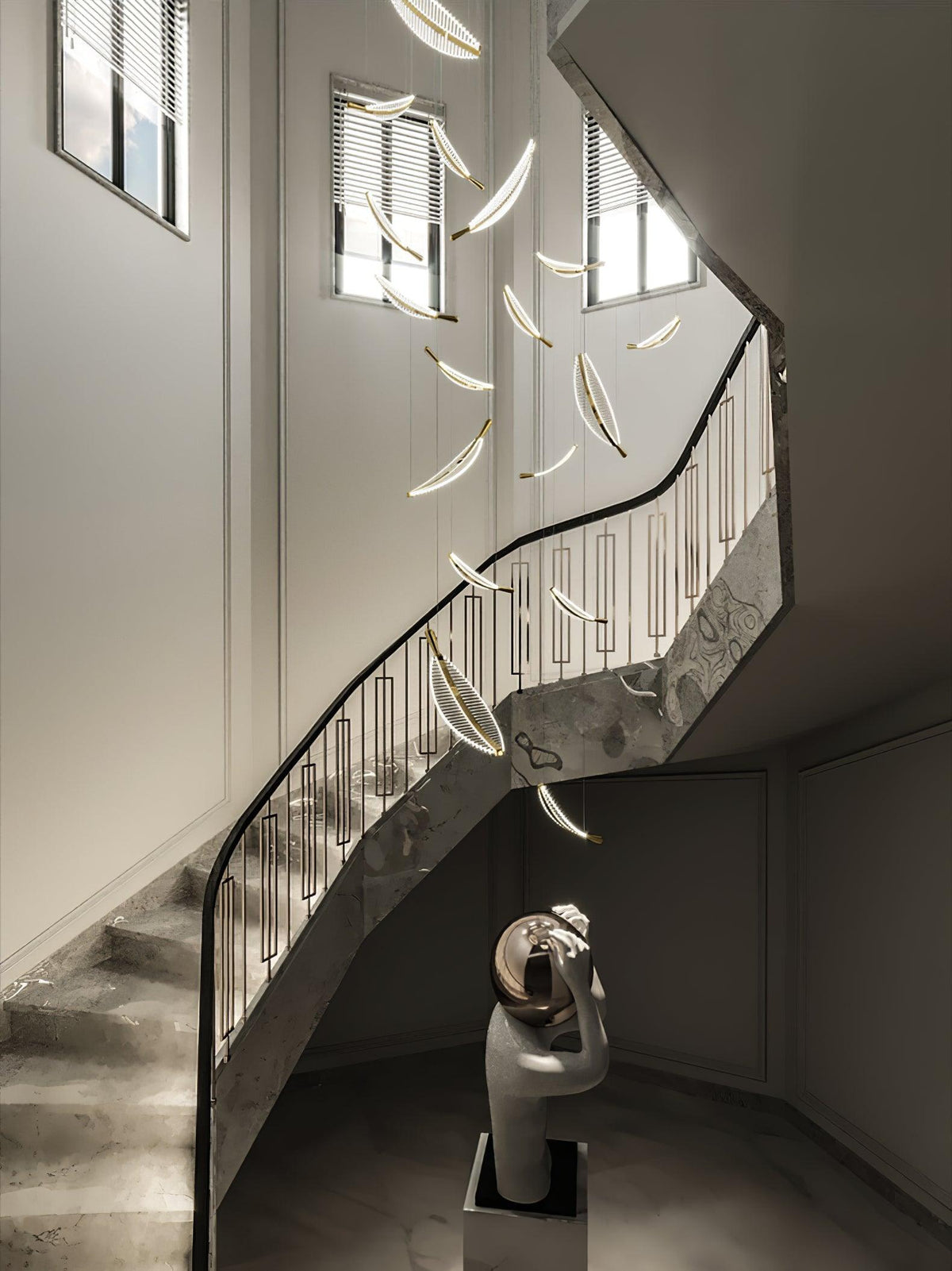 Kuo Chandelier Leaf Acrylic Gold Elegant Modern
