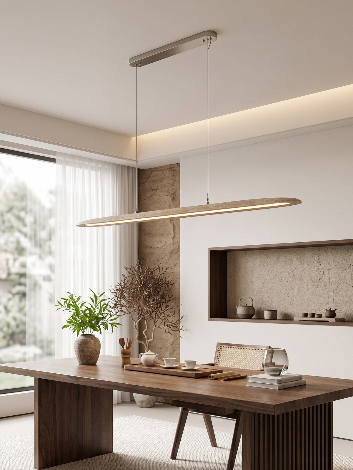 Keldenmere Travertine Linear Pendant Lamp