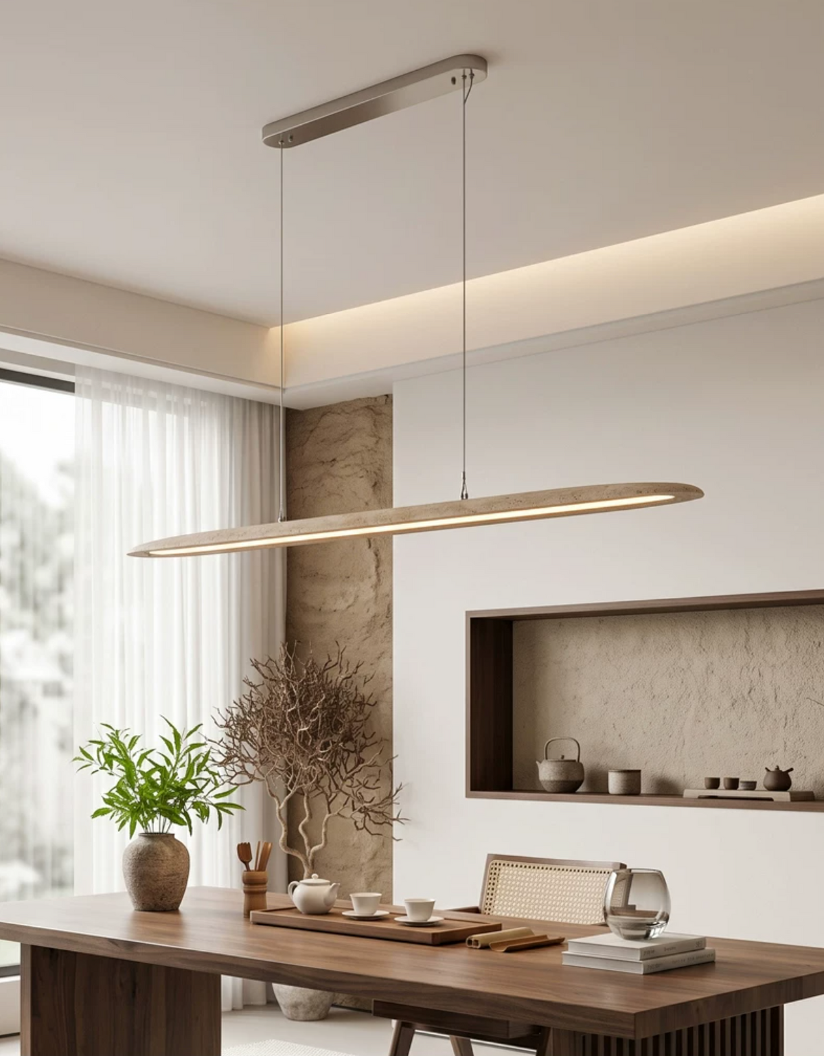 Keldenmere Travertine Linear Pendant Lamp