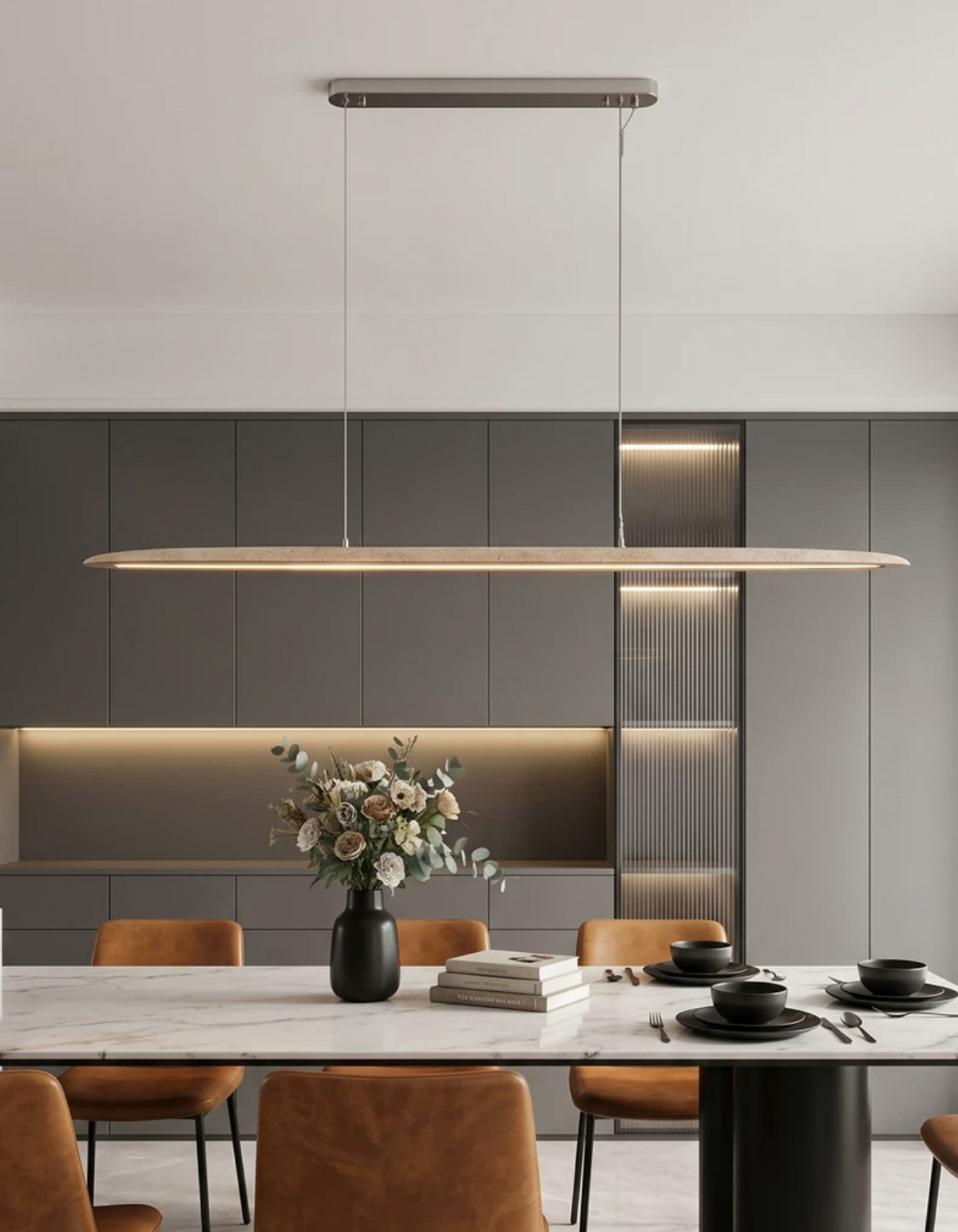 Keldenmere Travertine Linear Pendant Lamp