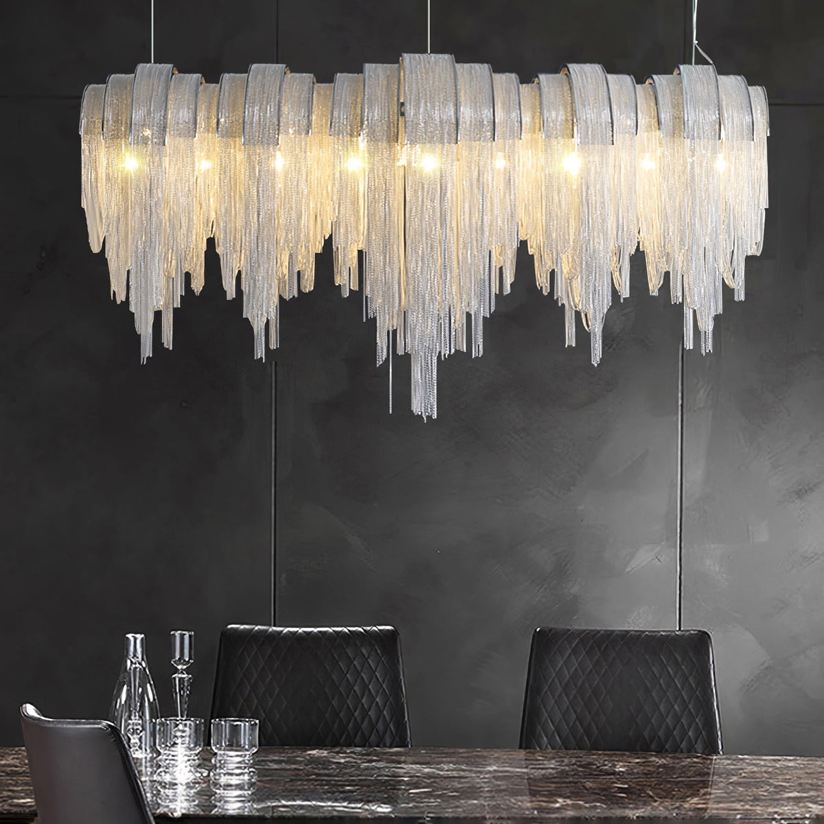 Tarien Chandelier Layered Chain Nickel Luxury