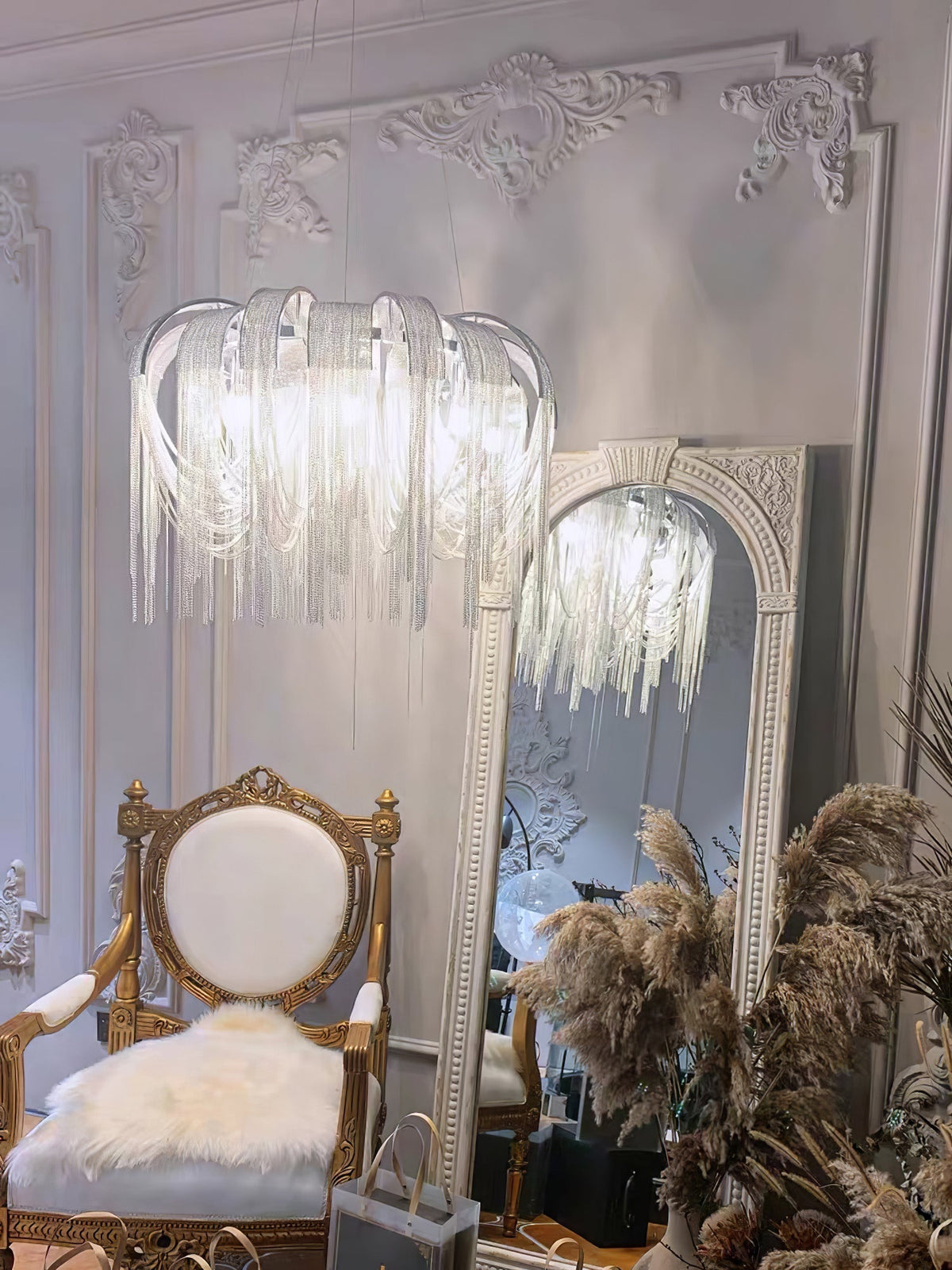 Tarien Chandelier Layered Chain Nickel Luxury