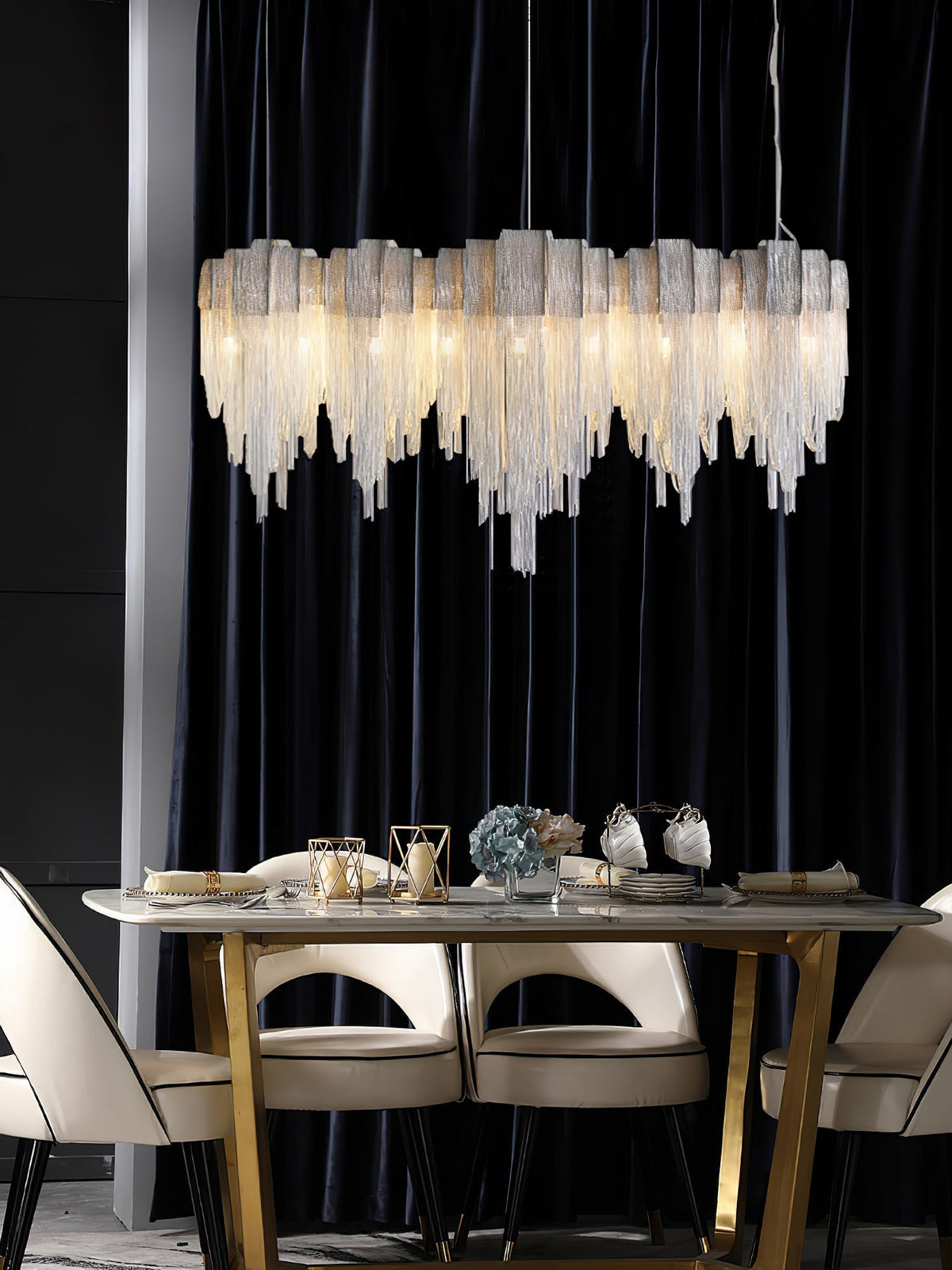 Tarien Chandelier Layered Chain Nickel Luxury