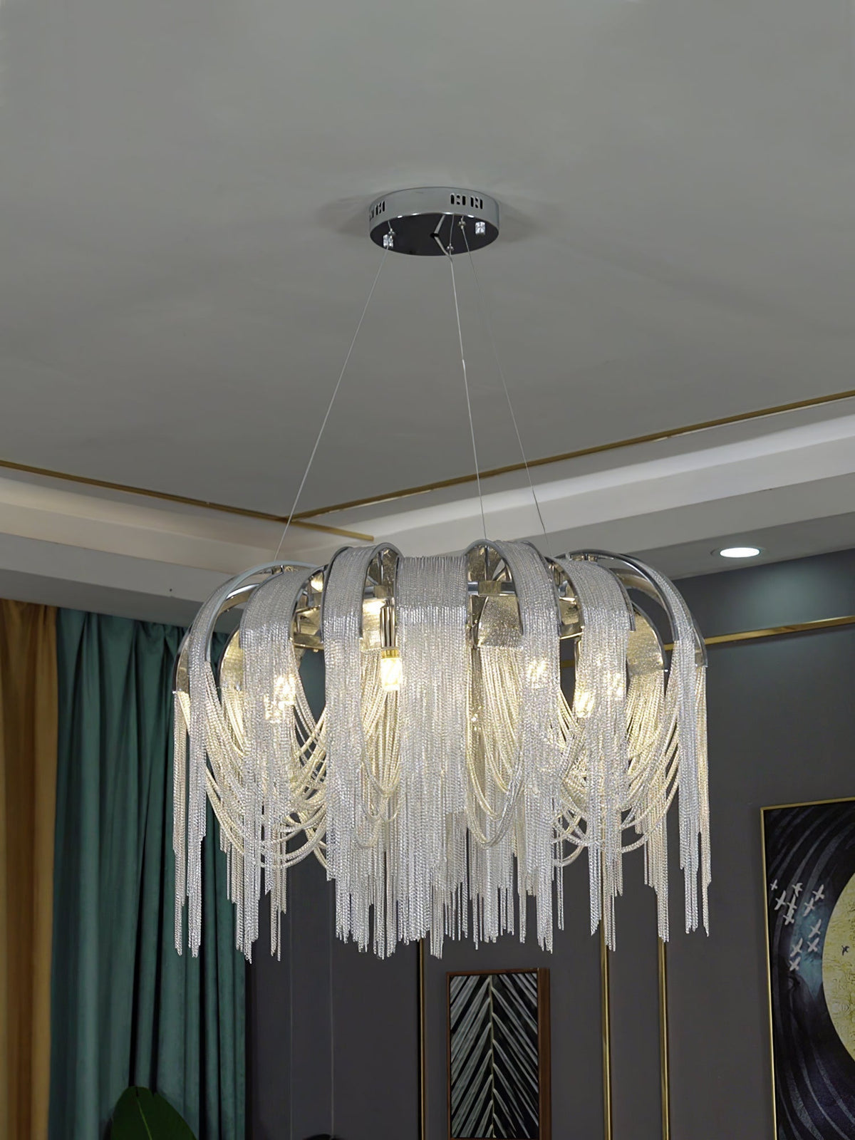 Tarien Chandelier Layered Chain Nickel Luxury