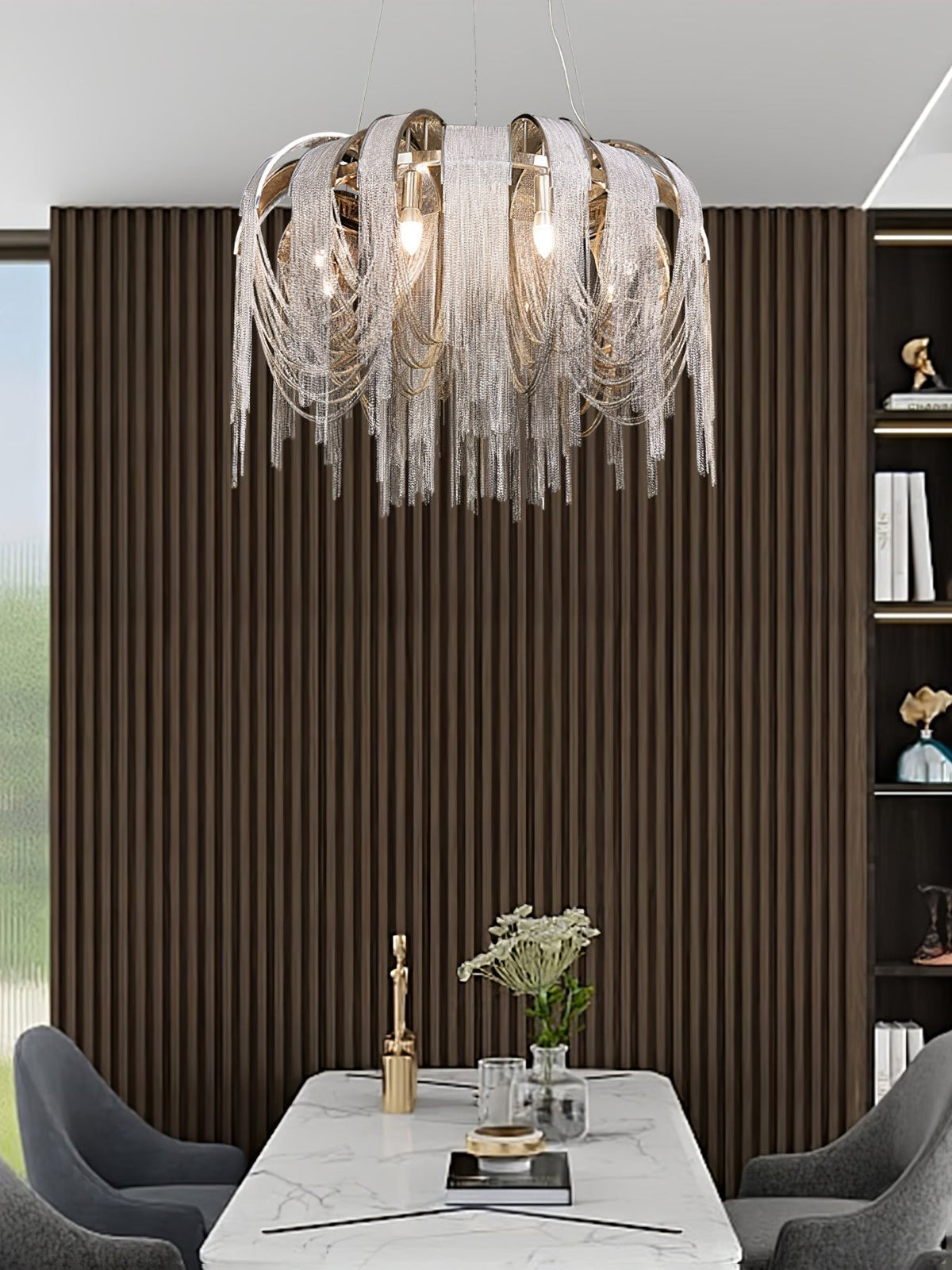 Tarien Chandelier Layered Chain Nickel Luxury
