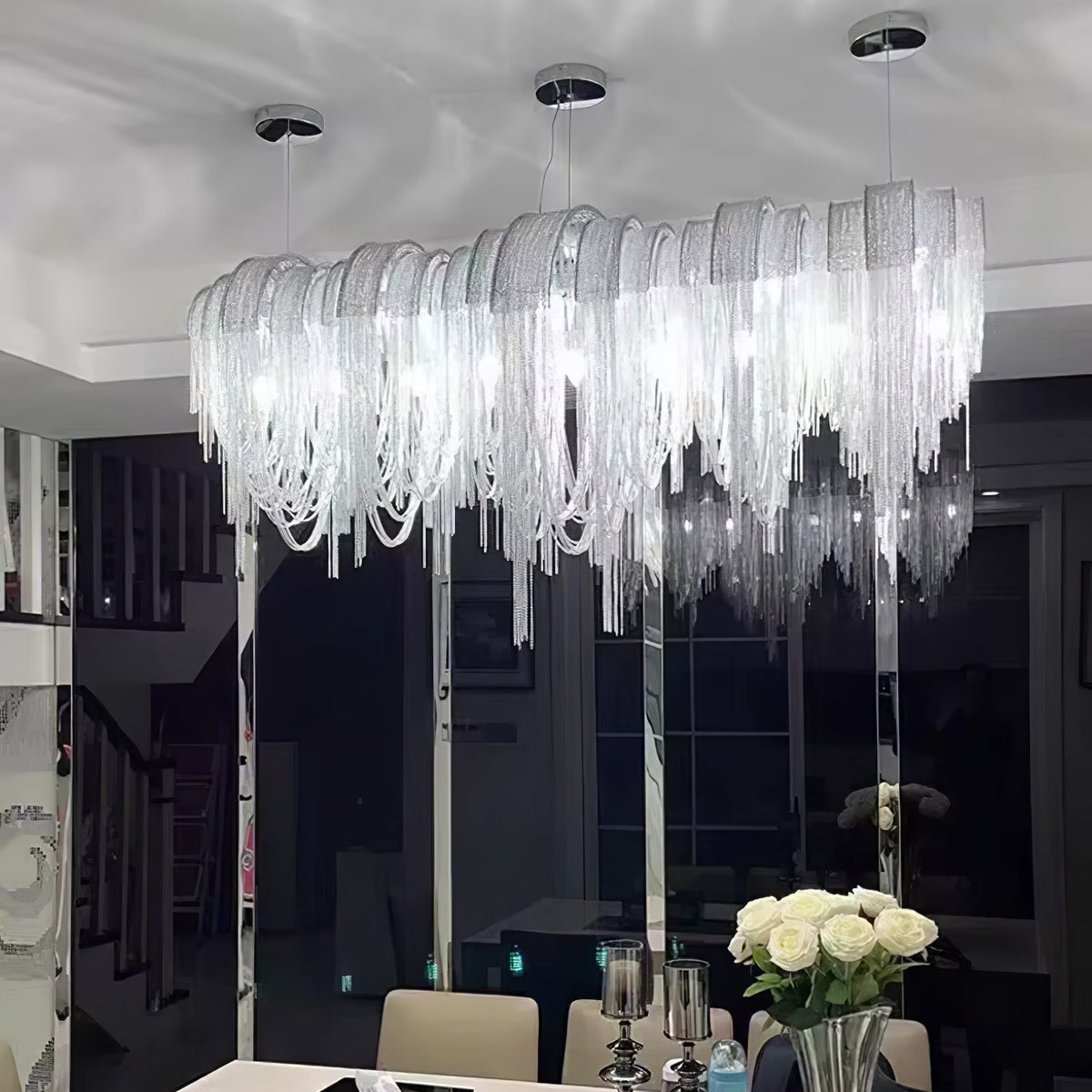 Tarien Chandelier Layered Chain Nickel Luxury