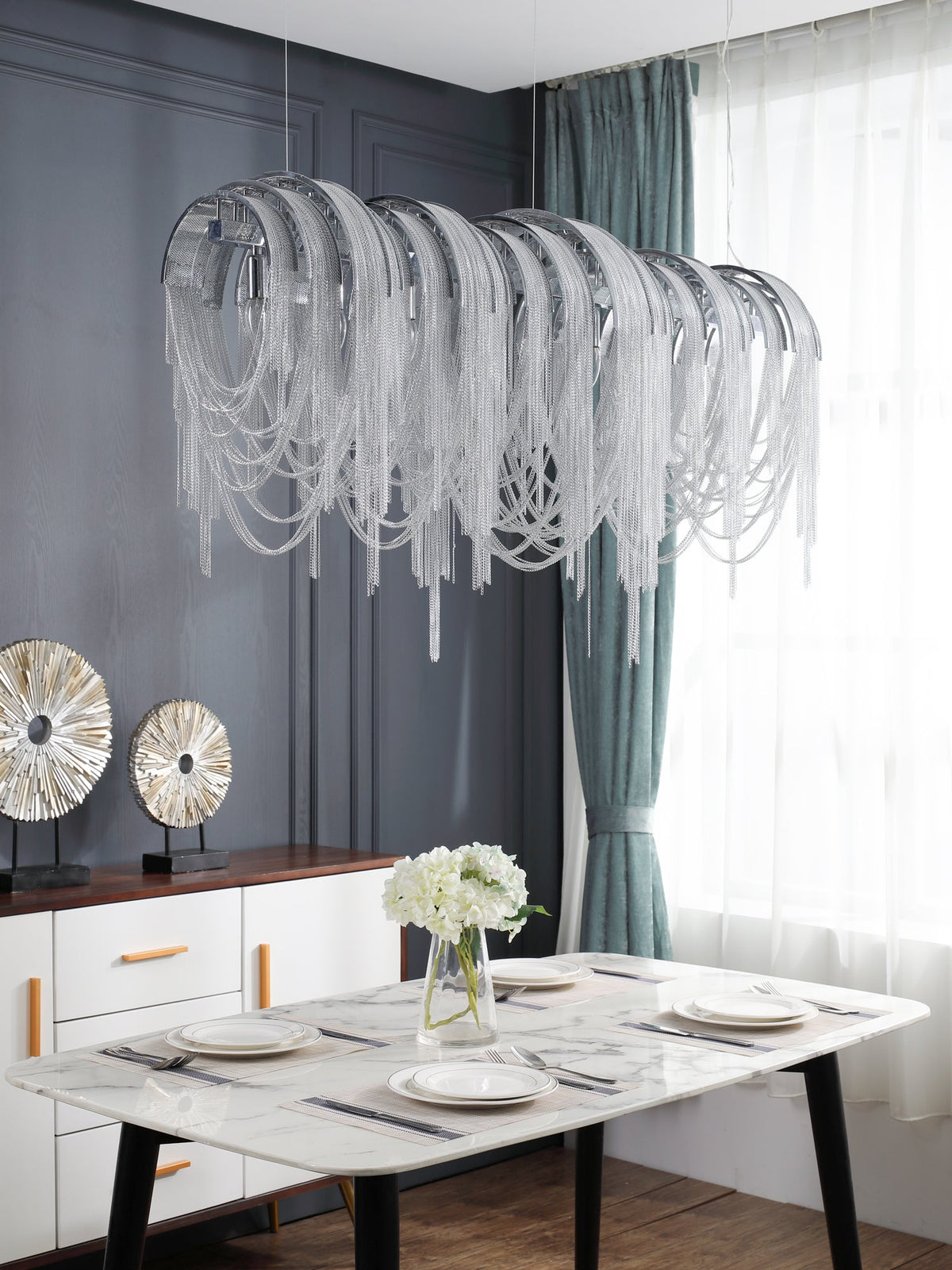 Tarien Chandelier Layered Chain Nickel Luxury