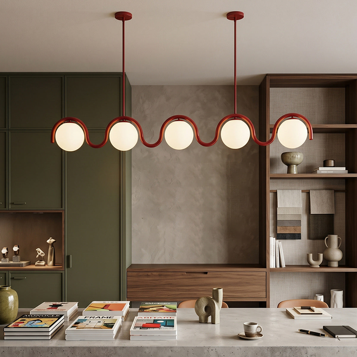 Ashcombe Opal Glass Linear Chandelier