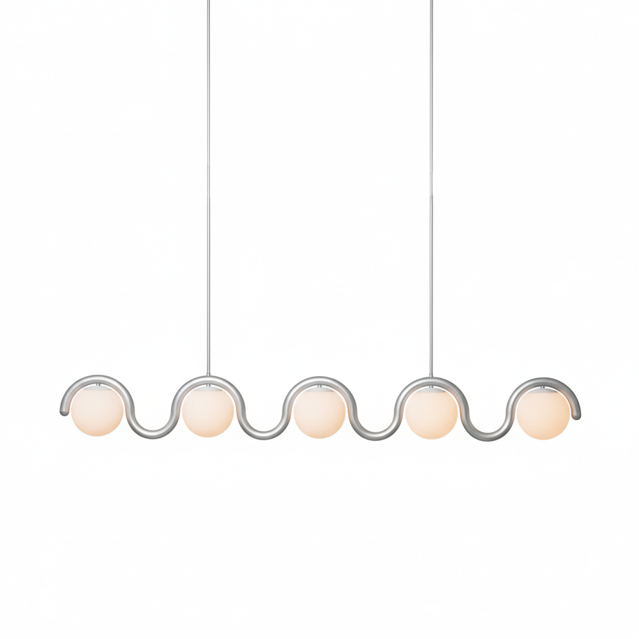 Alden Modern Metal Glass Linear Chandelier