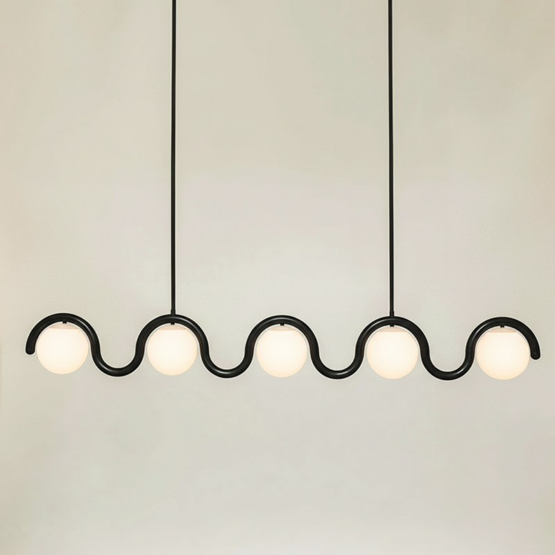 Alden Modern Metal Glass Linear Chandelier