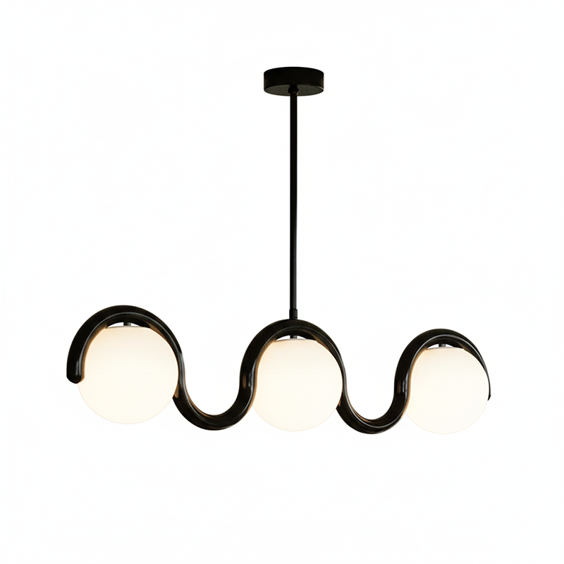 Alden Modern Metal Glass Linear Chandelier