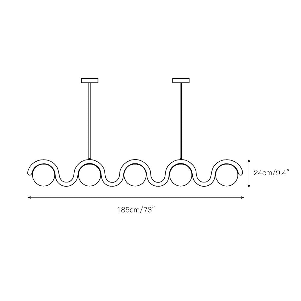 Alden Modern Metal Glass Linear Chandelier