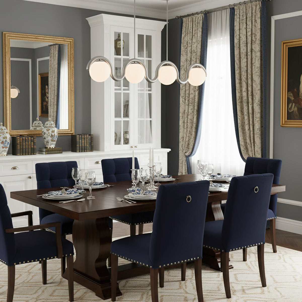 Ashcombe Opal Glass Linear Chandelier