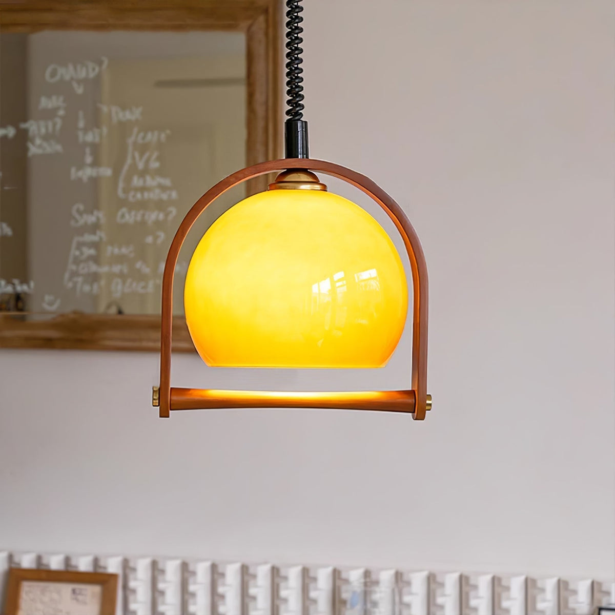 Cesilarae Premium Nordic Art Glass Wood Pendant Lamp
