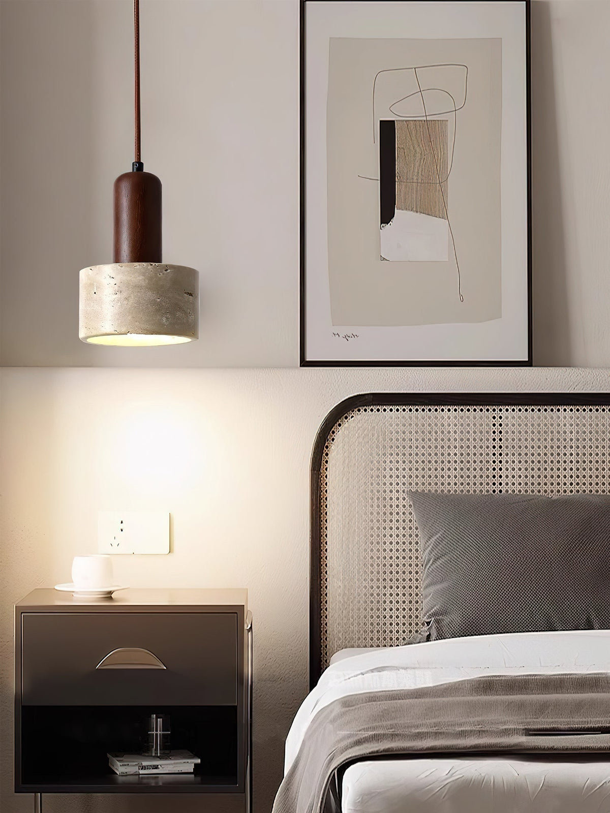Jlynis Dual-Material Travertine Pendant Light