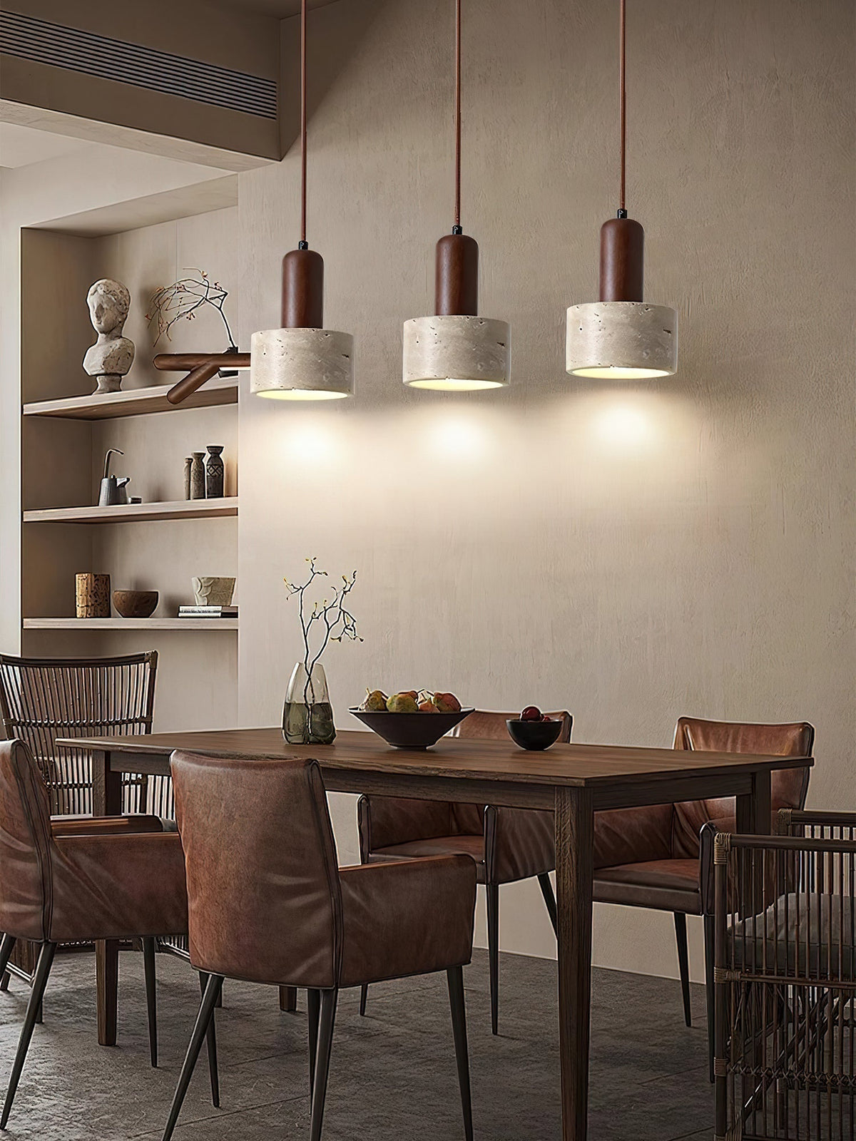 Jlynis Dual-Material Travertine Pendant Light