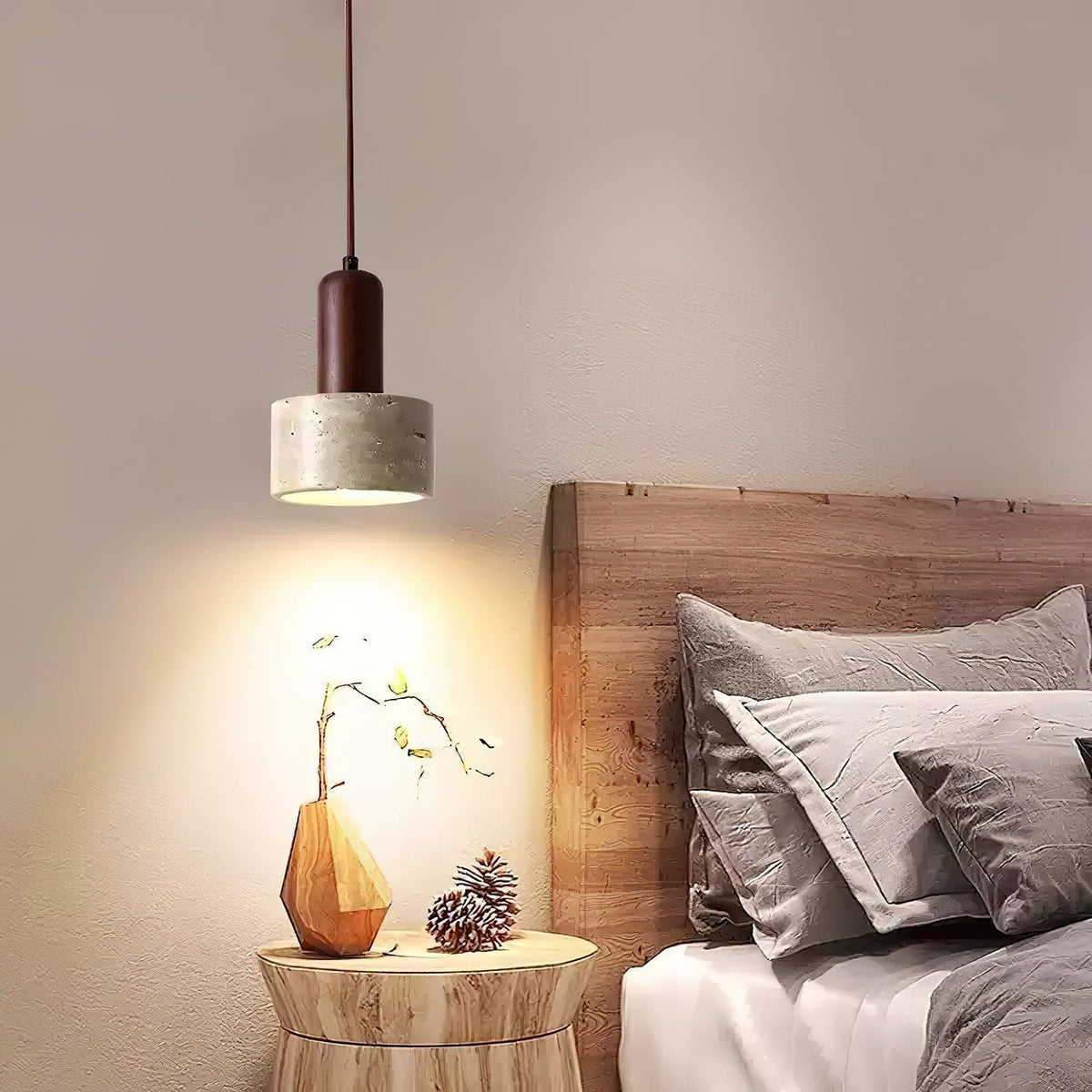 Jlynis Dual-Material Travertine Pendant Light