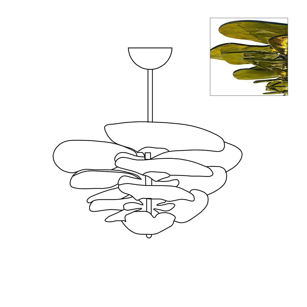 Giby Lotus Leaf Layered Glass Chandelier