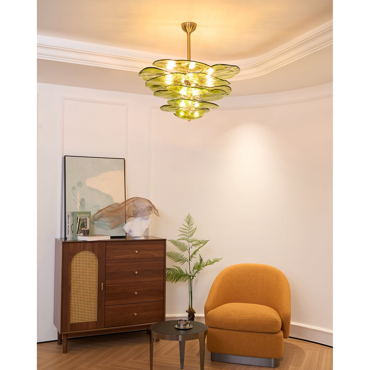 Giby Lotus Leaf Layered Glass Chandelier