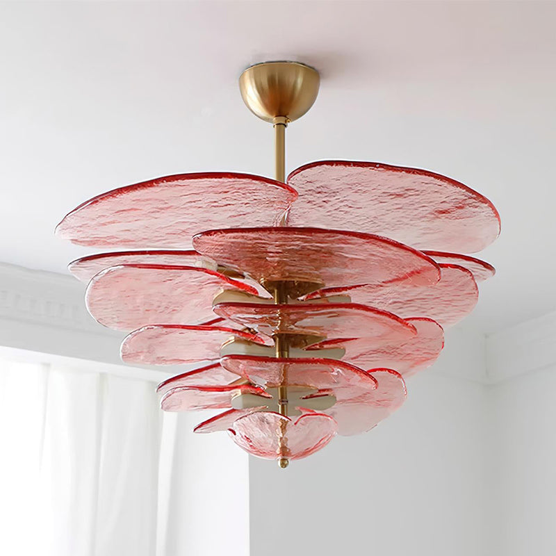 Giby Lotus Leaf Layered Glass Chandelier
