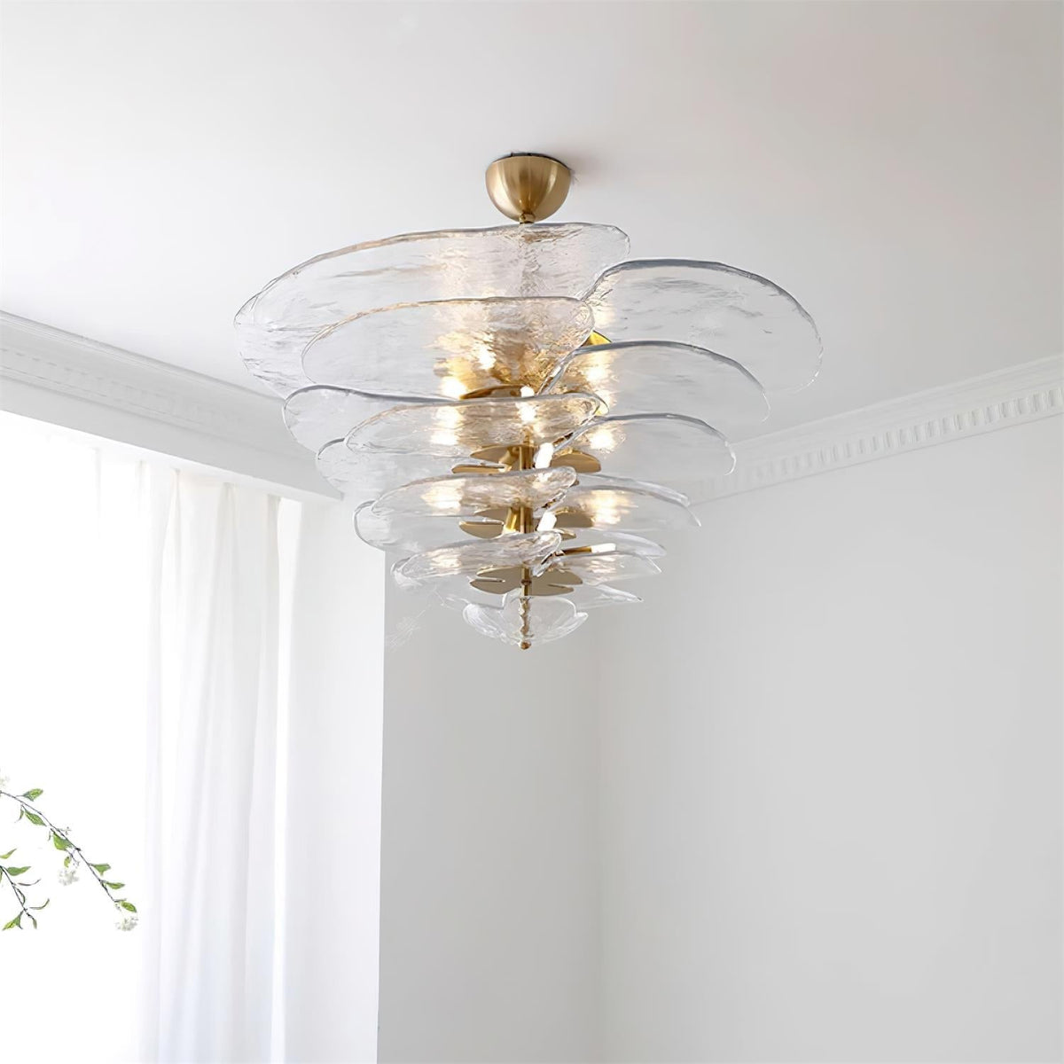 Giby Lotus Leaf Layered Glass Chandelier