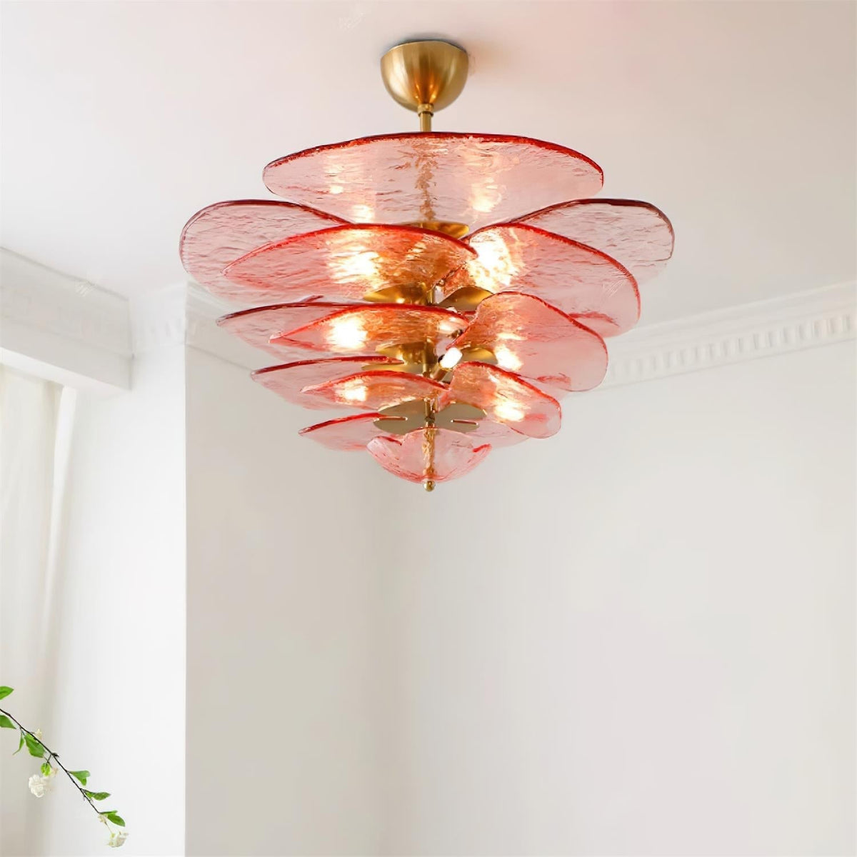 Giby Lotus Leaf Layered Glass Chandelier