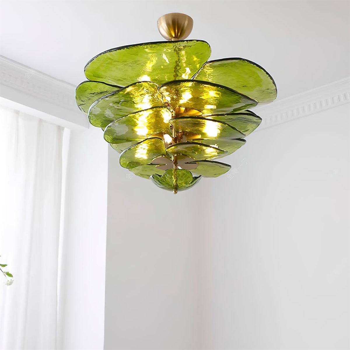 Giby Lotus Leaf Layered Glass Chandelier