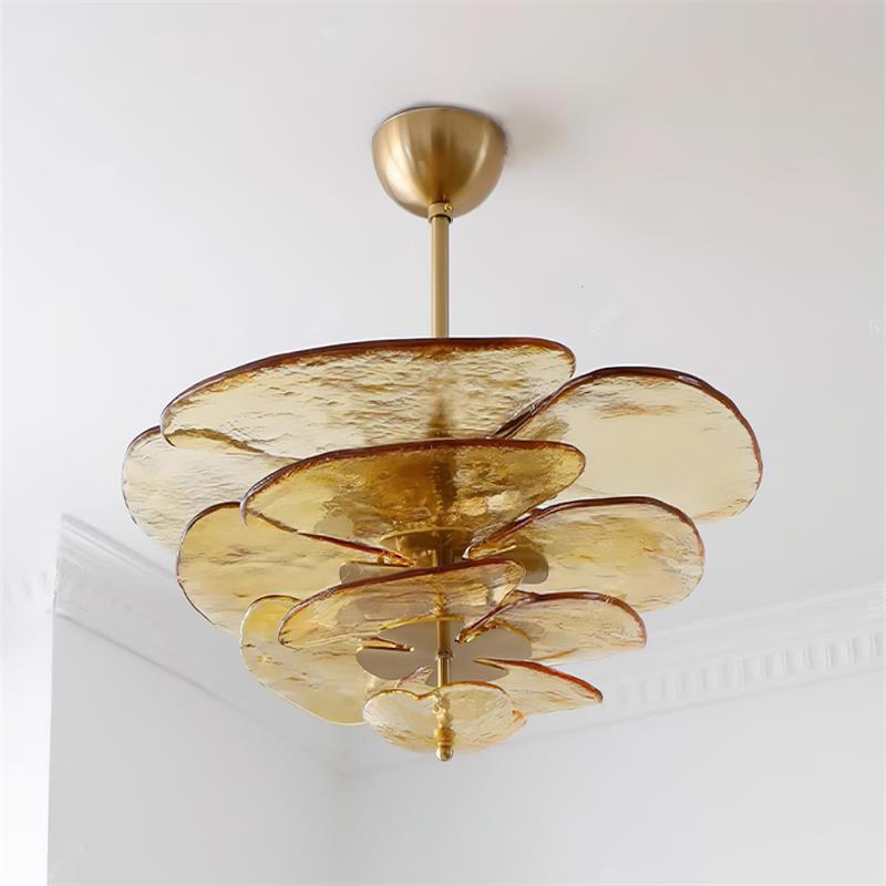 Giby Lotus Leaf Layered Glass Chandelier