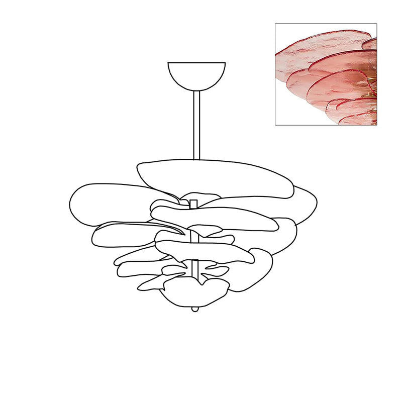 Giby Lotus Leaf Layered Glass Chandelier