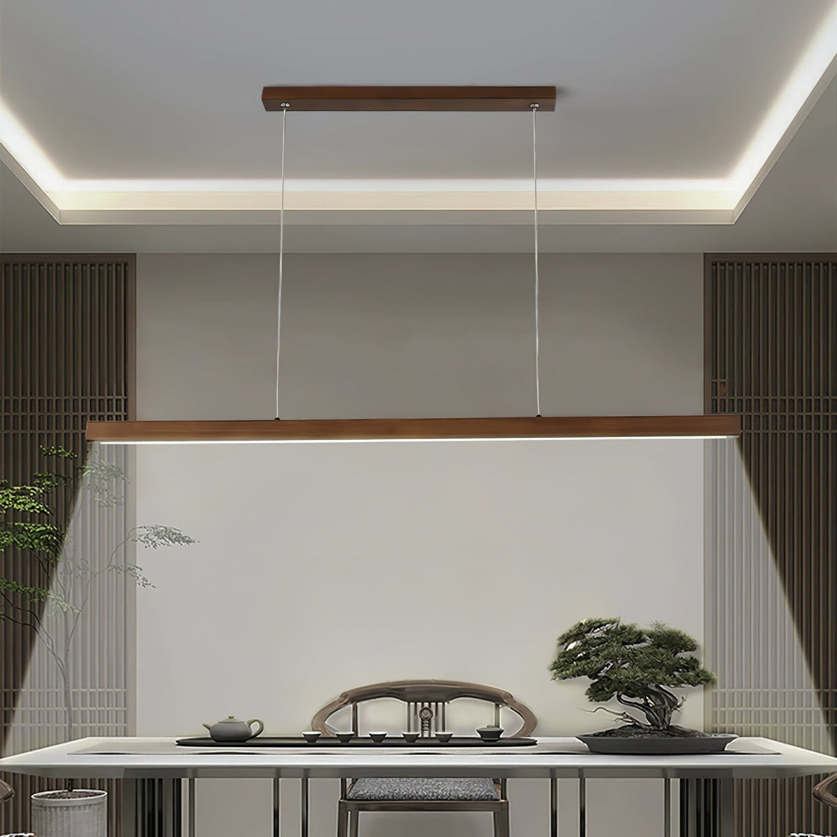 Rinalina Linear Minimalist Wood Pendant Light