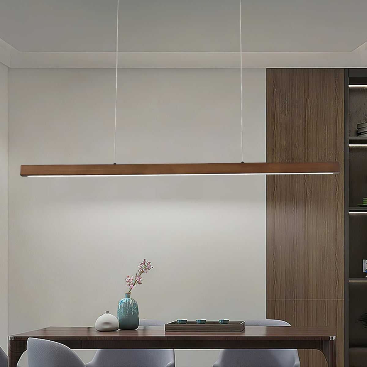 Weda Linear Wooden Pendant Light