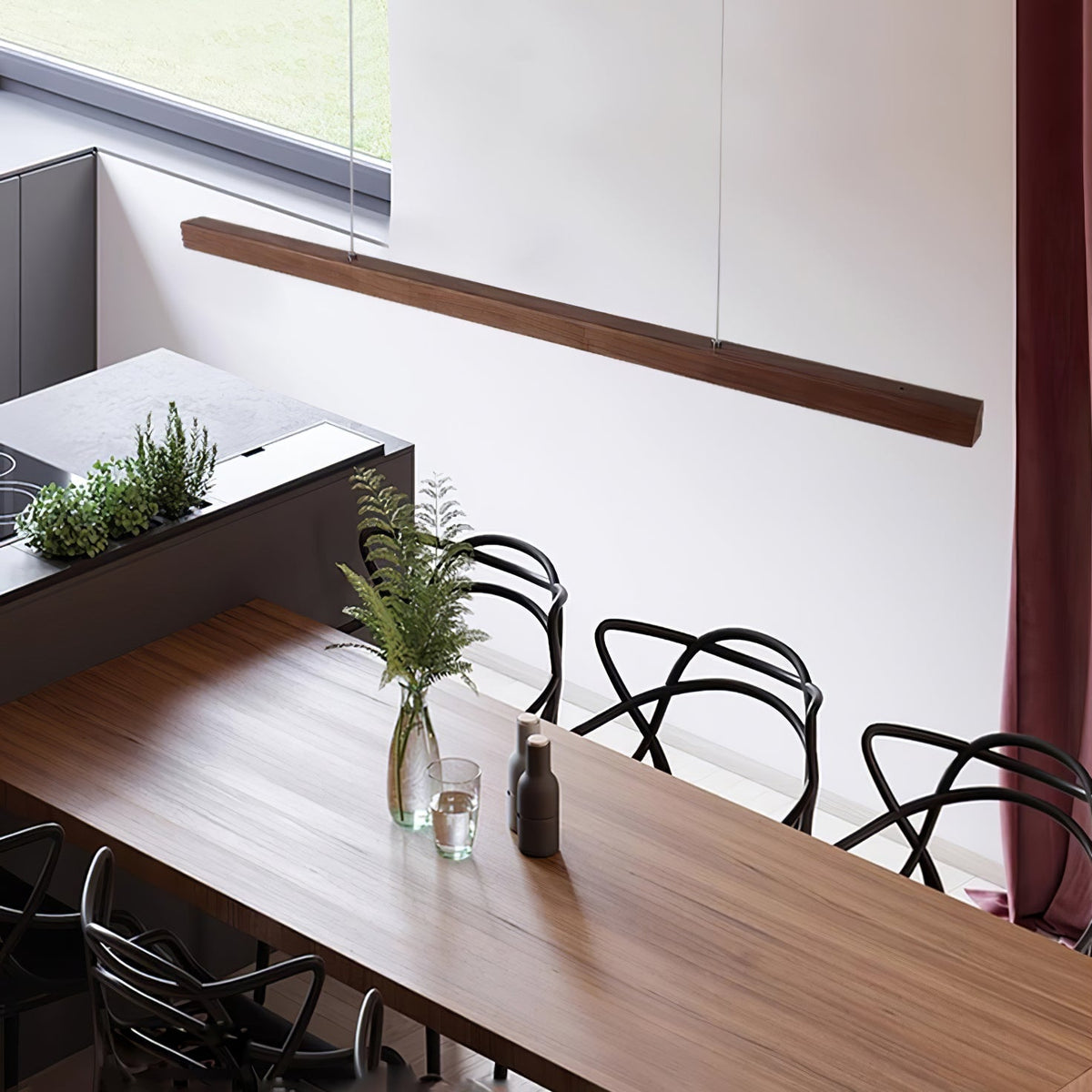 Weda Linear Wooden Pendant Light