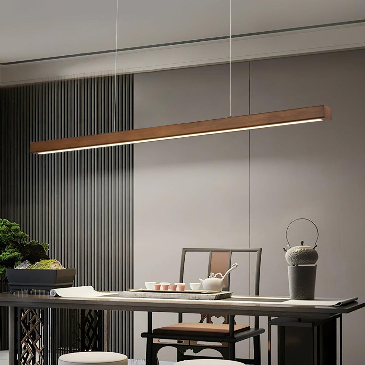 Weda Linear Wooden Pendant Light