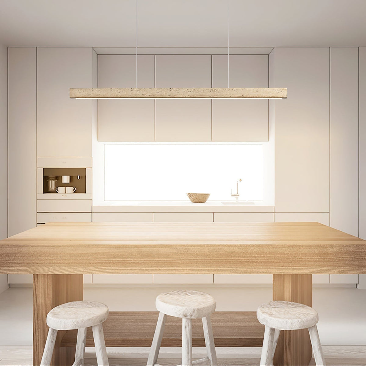Imiror Minimalist Travertine Linear Pendant