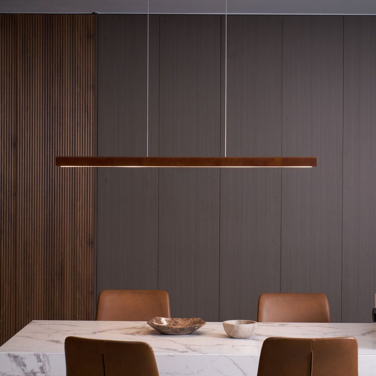 Weda Linear Wooden Pendant Light