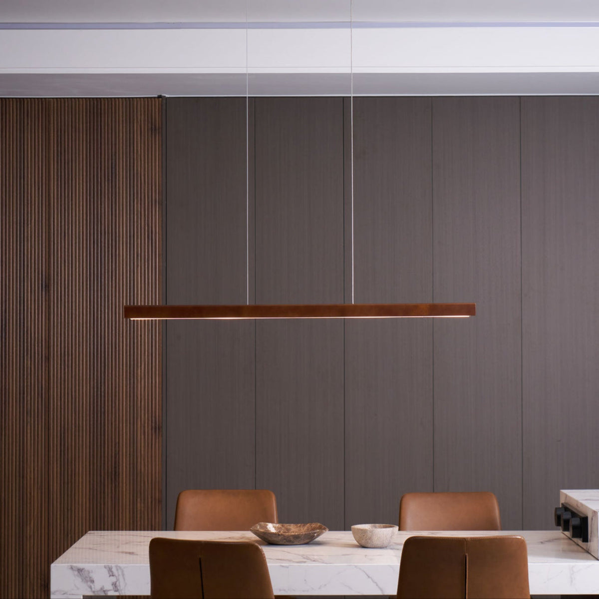 Weda Linear Wooden Pendant Light