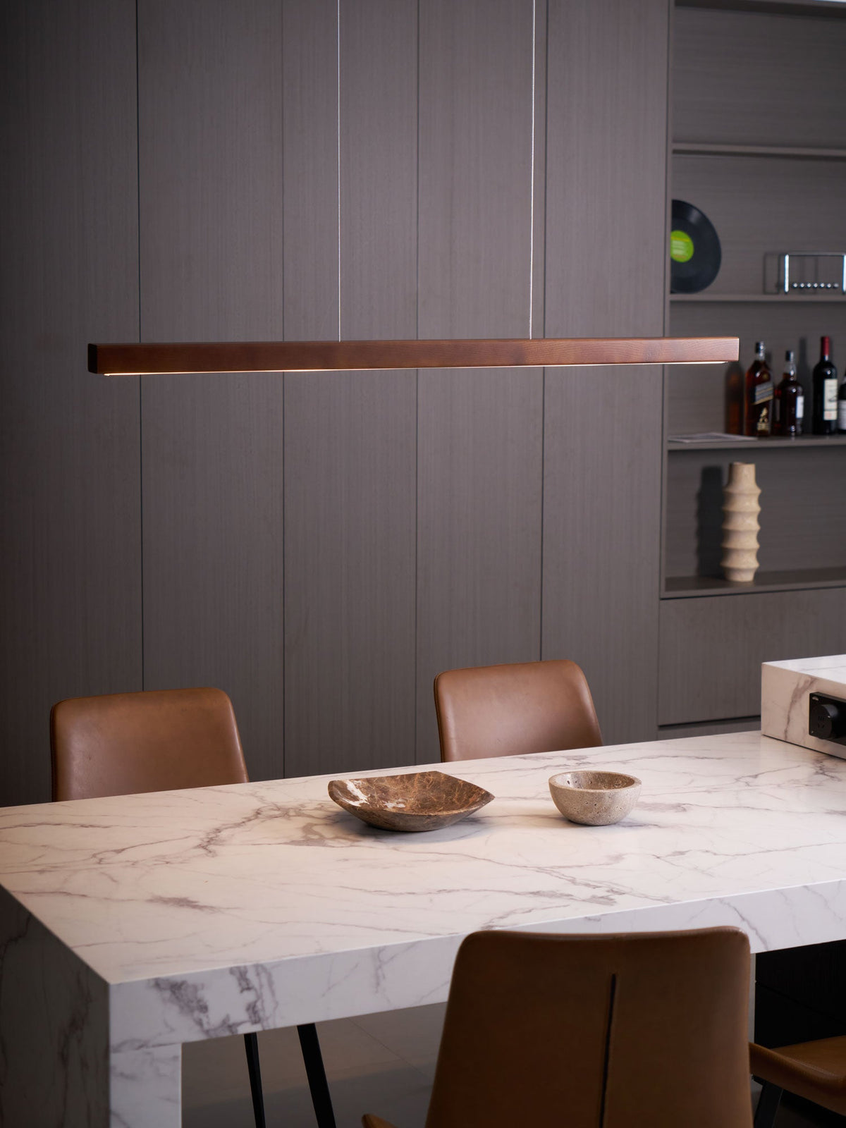 Weda Linear Wooden Pendant Light