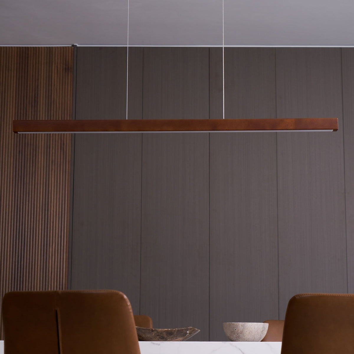 Weda Linear Wooden Pendant Light