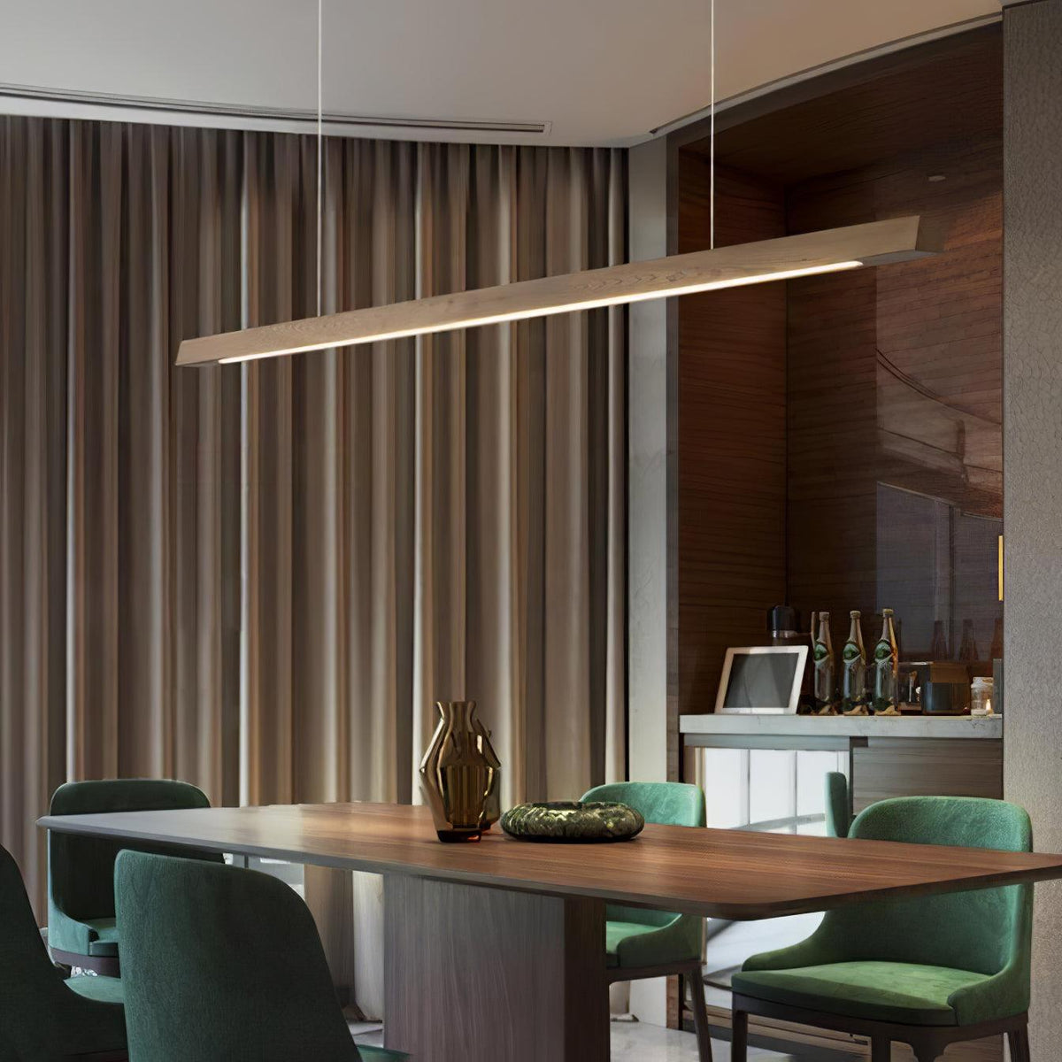 Weda Linear Wooden Pendant Light